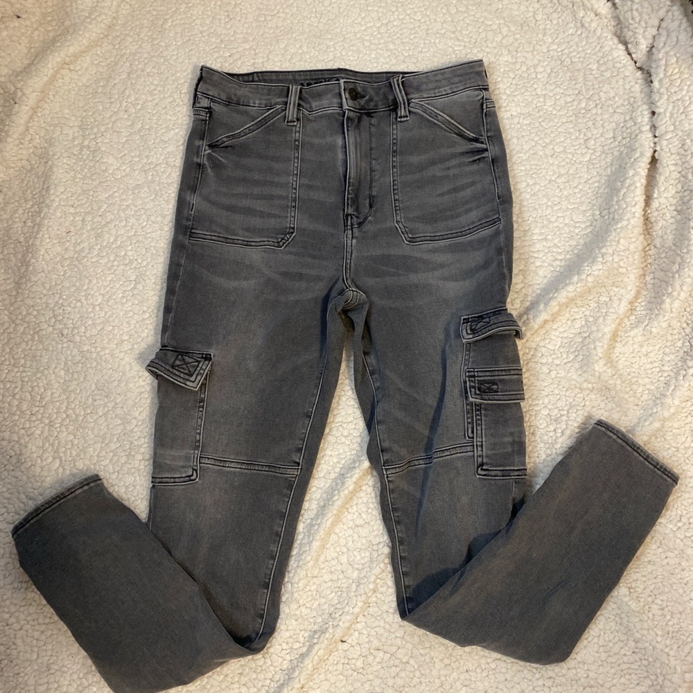 American eagle gray high rise jeans side pockets